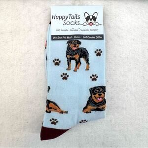 New Happy Tails Unisex Soft Combed Cotton Crew Socks Rottweiler Blue Brown OSFM